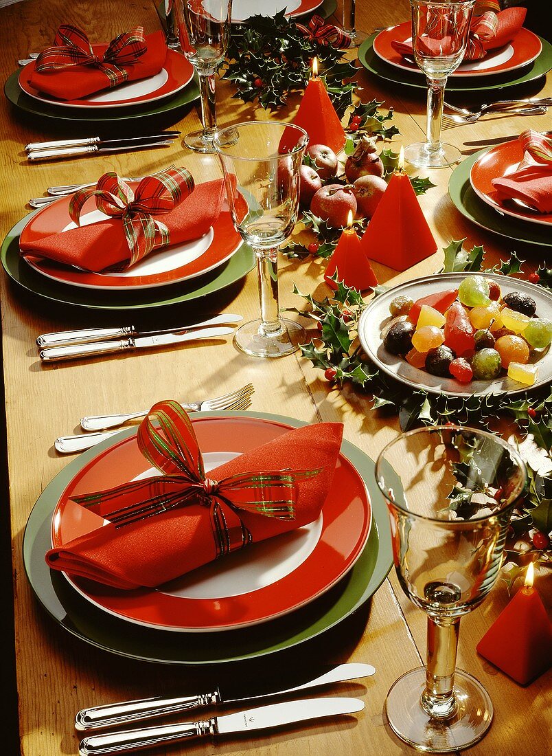 Christmas Table Setting with Candied Fruit