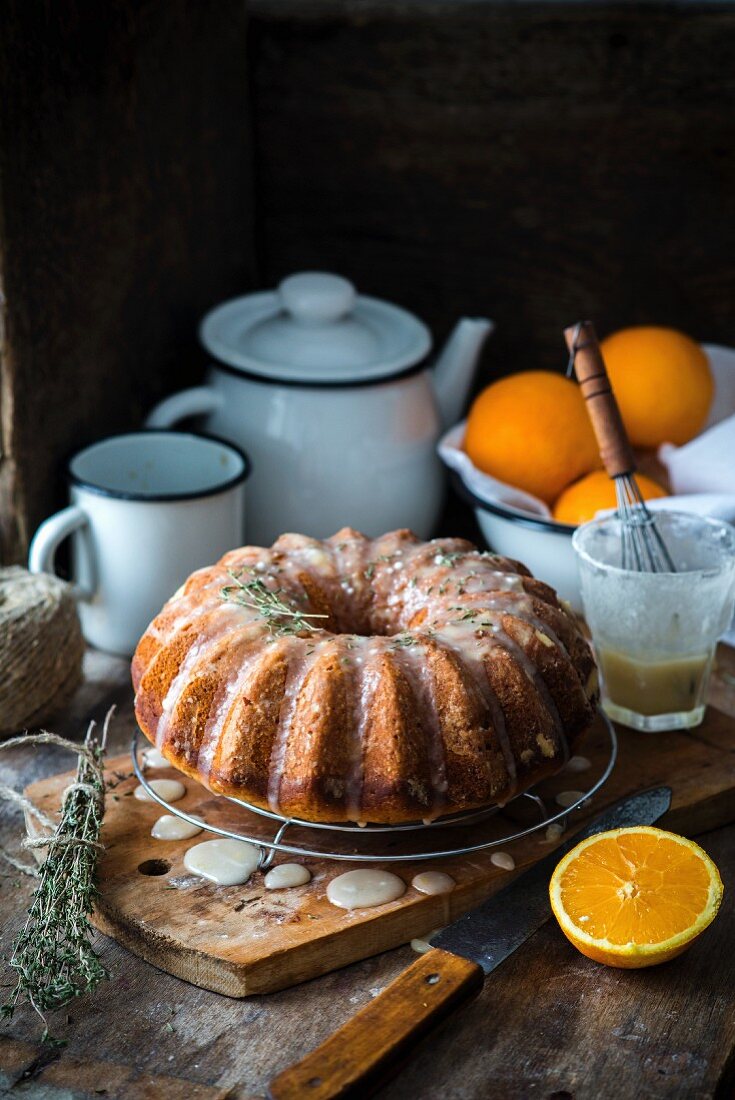 Orange and thyme bundt cake