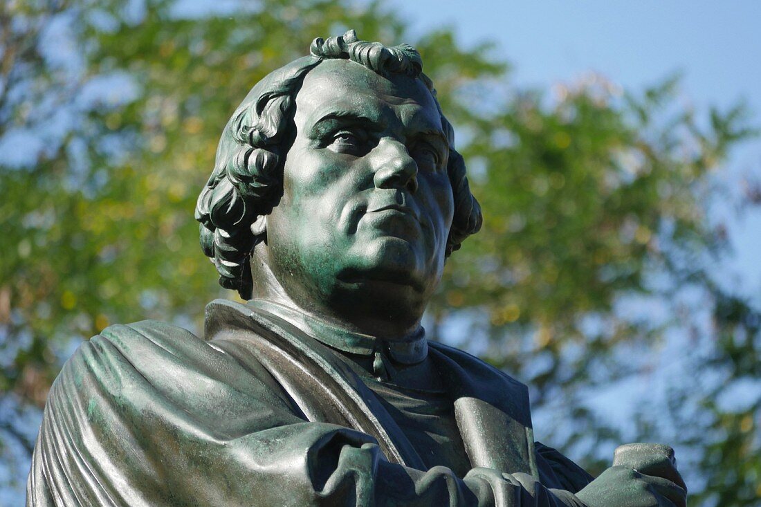 The monument to Martin Luther on Karlsplatz square in Eisenach, Thuringia, Germany