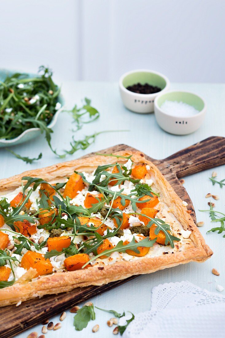 Quiche with Butternut Squash, Feta and Pesto