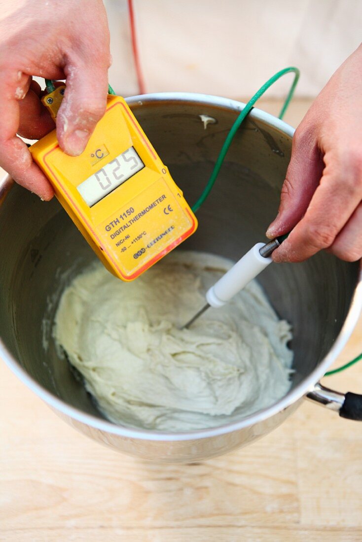 Digital thermometer to check the flour … – License Images