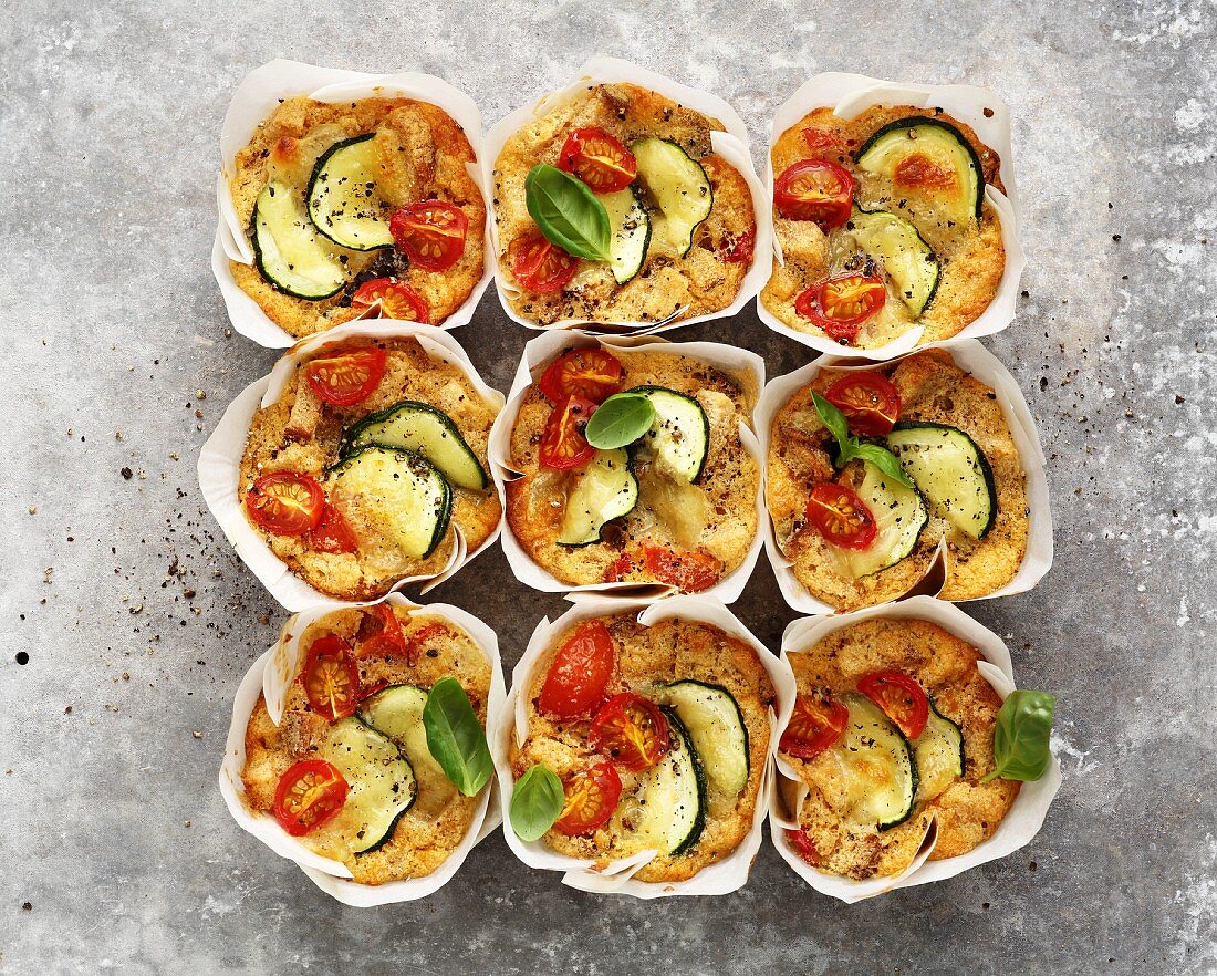 Leftover bread soufflé with Mediterranean vegetables