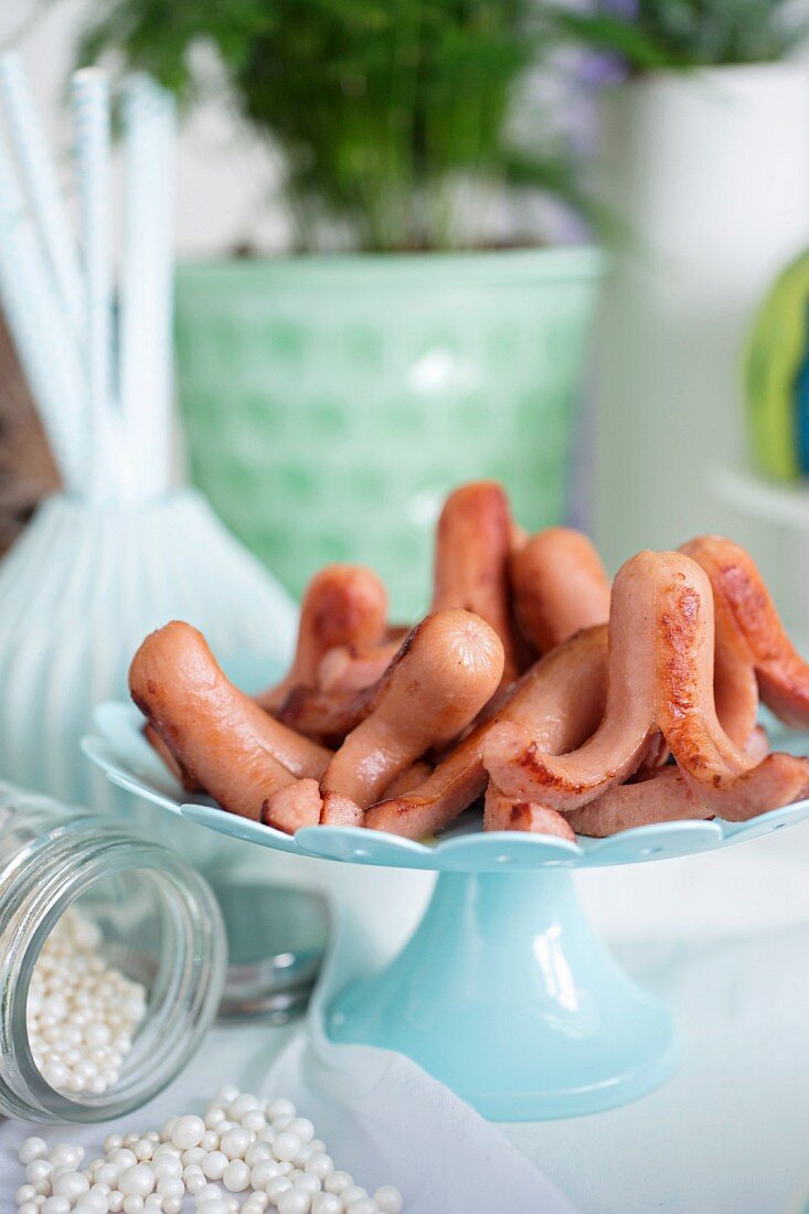 Small octopus sausages for a maritime themed party