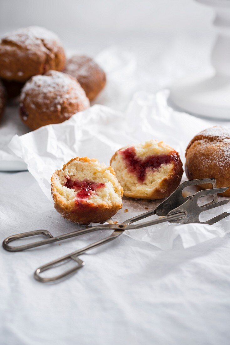 Vegan donuts, filled with currant jam