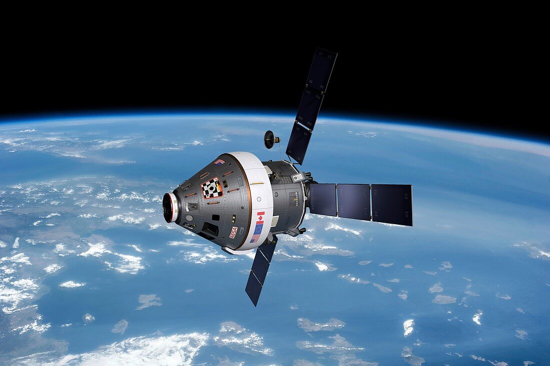Crew Exploration Vehicle in Earth orbit, illustration