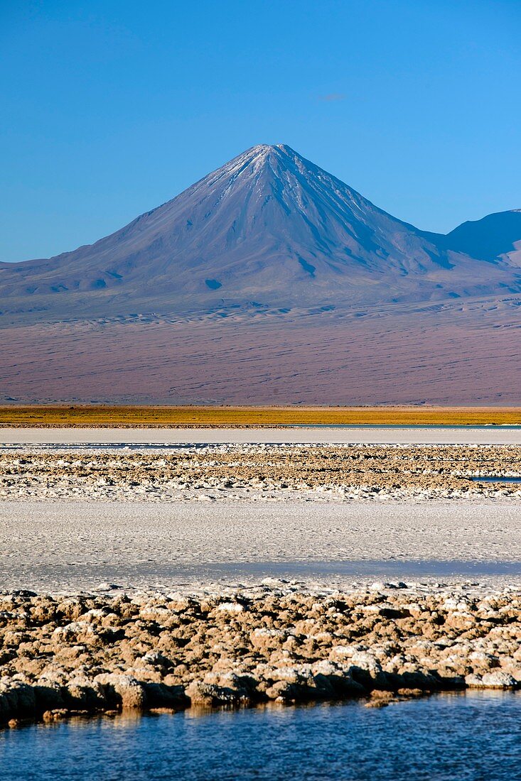 Atacama salt flat and Licancabur volcano