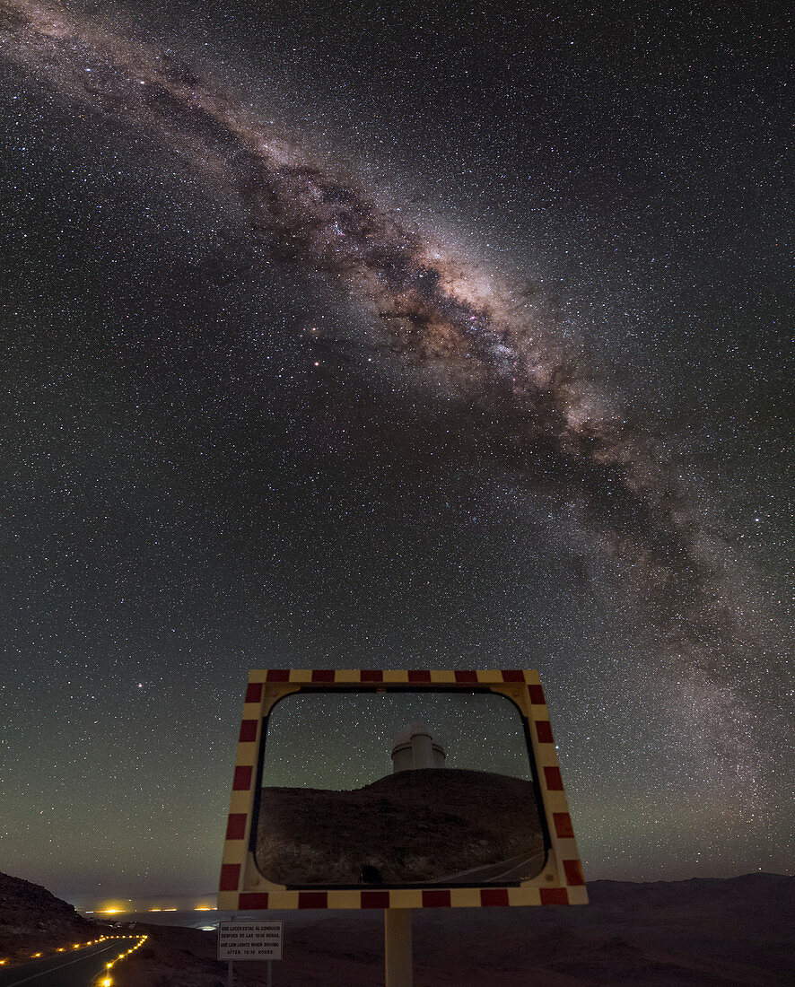Milky Way and La Silla road mirror