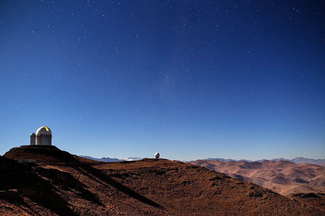 Moonlit landscape at La Silla Observatory