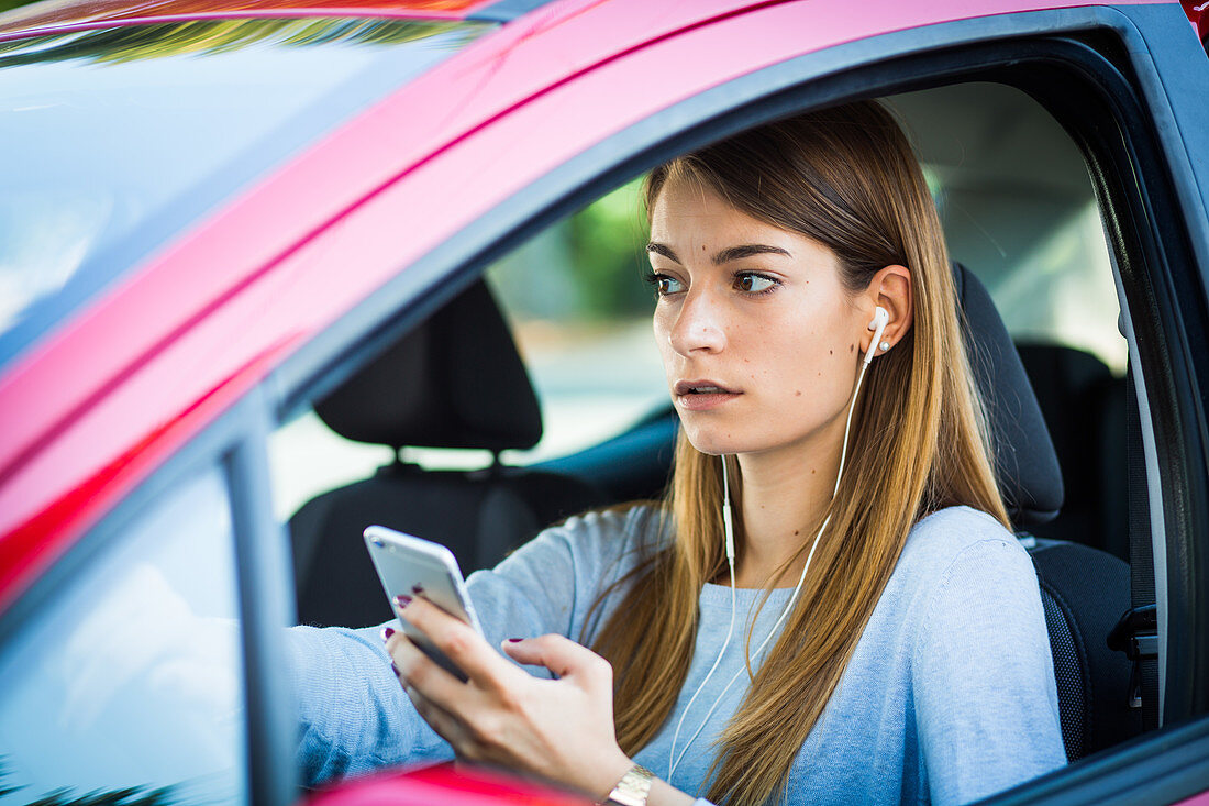 Woman using hands-free kit