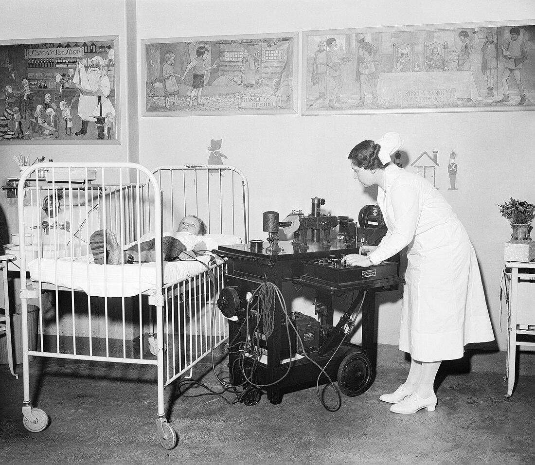 Electrocardiography at children's hospital, 1930s