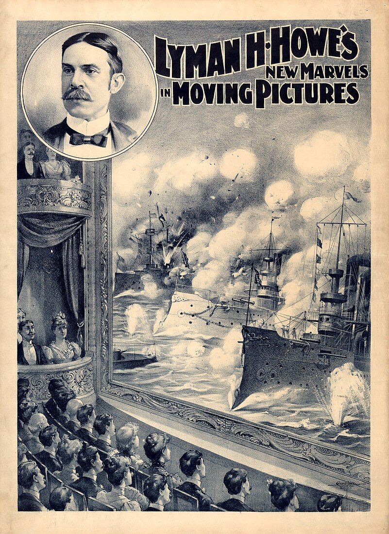 Lyman H. Howe's motion pictures, illustration, circa 1898