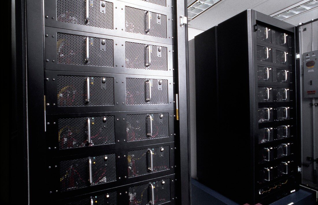 Deep Blue supercomputer racks