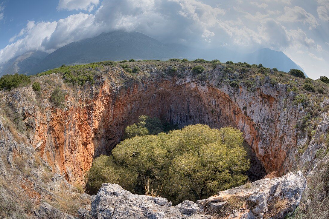 Sinkhole, Peloponnese, Greece.