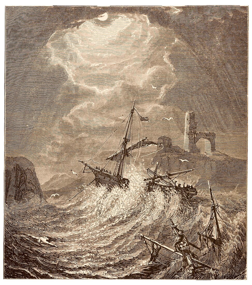 Storm at sea off the Cornish coast