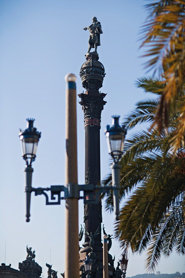 Säule mit Christoph Kolumbus in Barcelona, Spanien