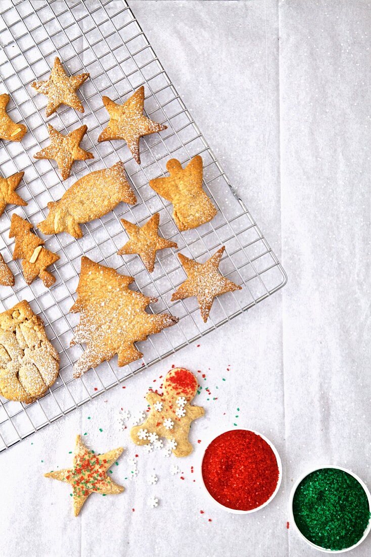 Baking colorful Christmas cookies