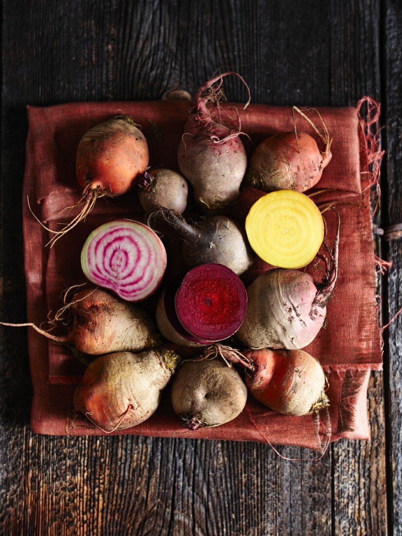 Red beet, yellow beet and striped beet
