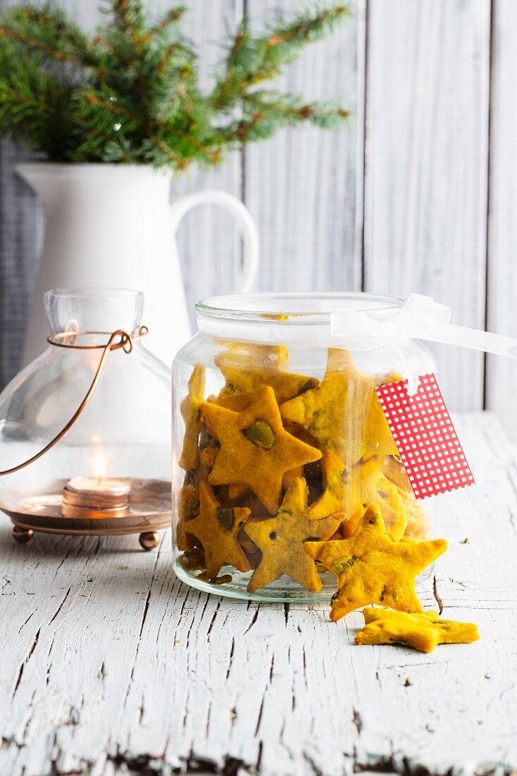 Christmas biscuits in a storage glass for gifting