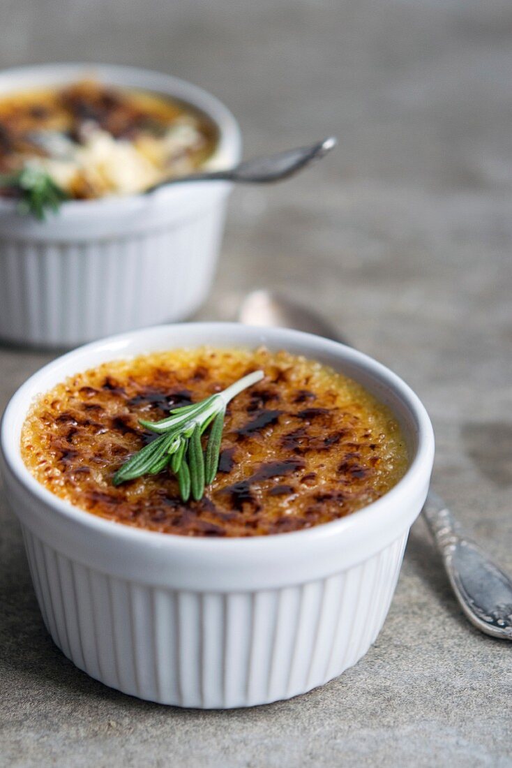 Creme brulee with rosemary