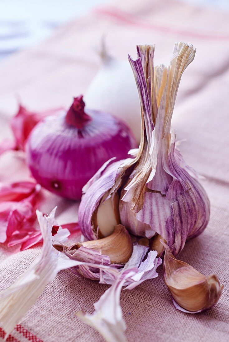 Garlic and red onion