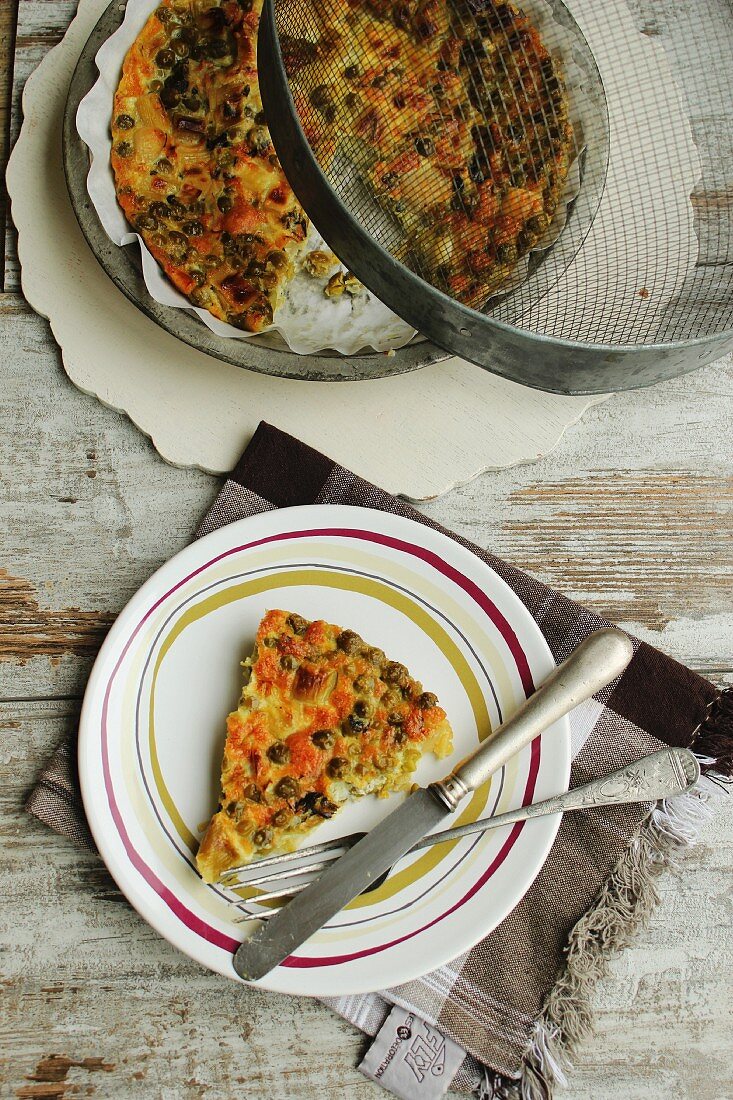 Frittata with peas and leeks