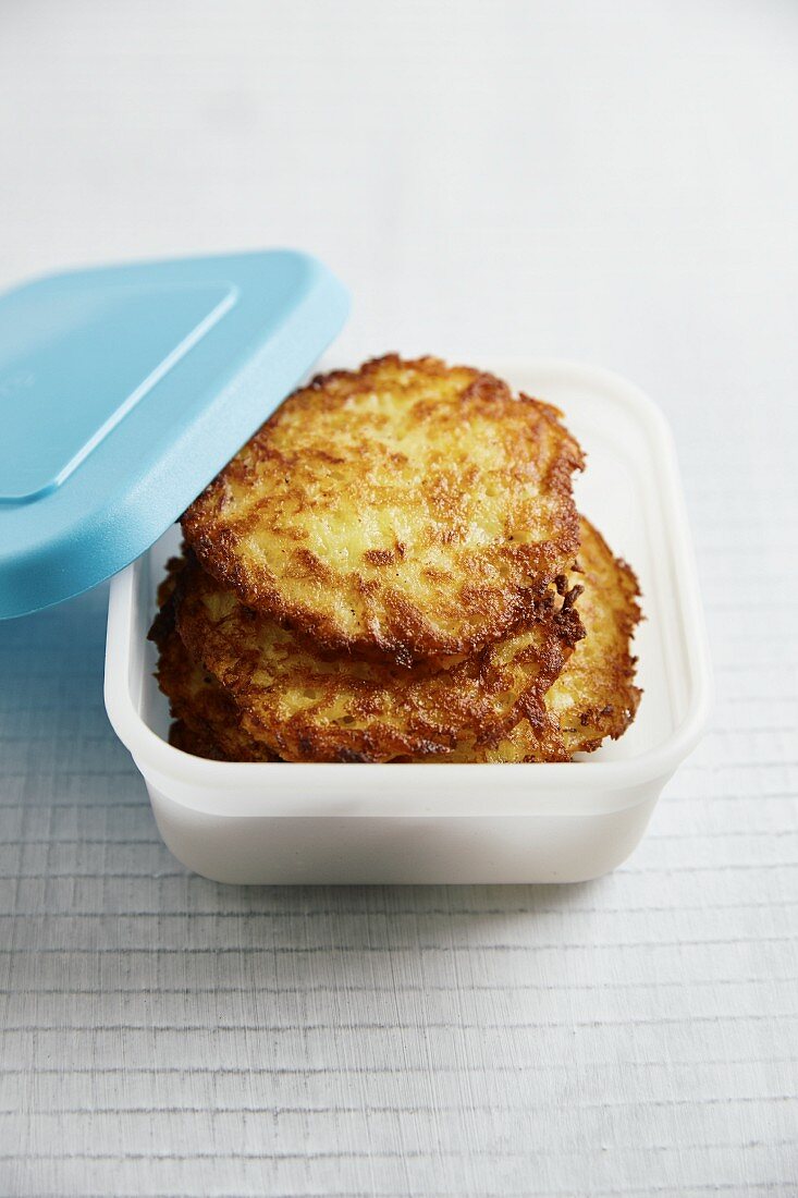 Potato fritters ready to freeze