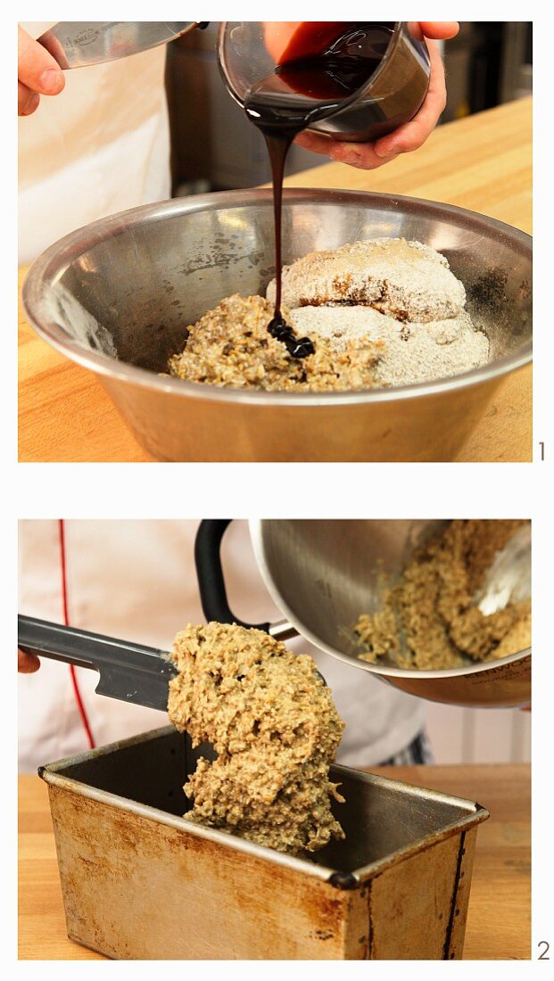 Pumpernickel bread being made