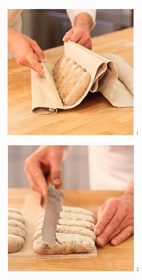 Swiss sourdough bread with walnuts being made