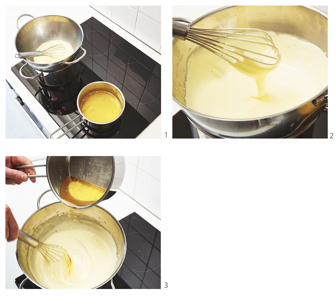 Hollandaise sauce being whisked