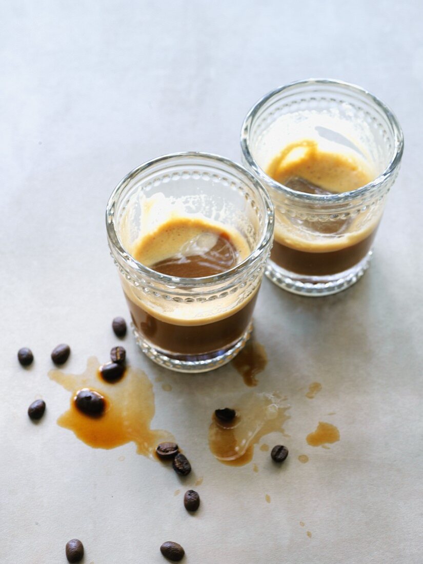 Two glasses of espresso