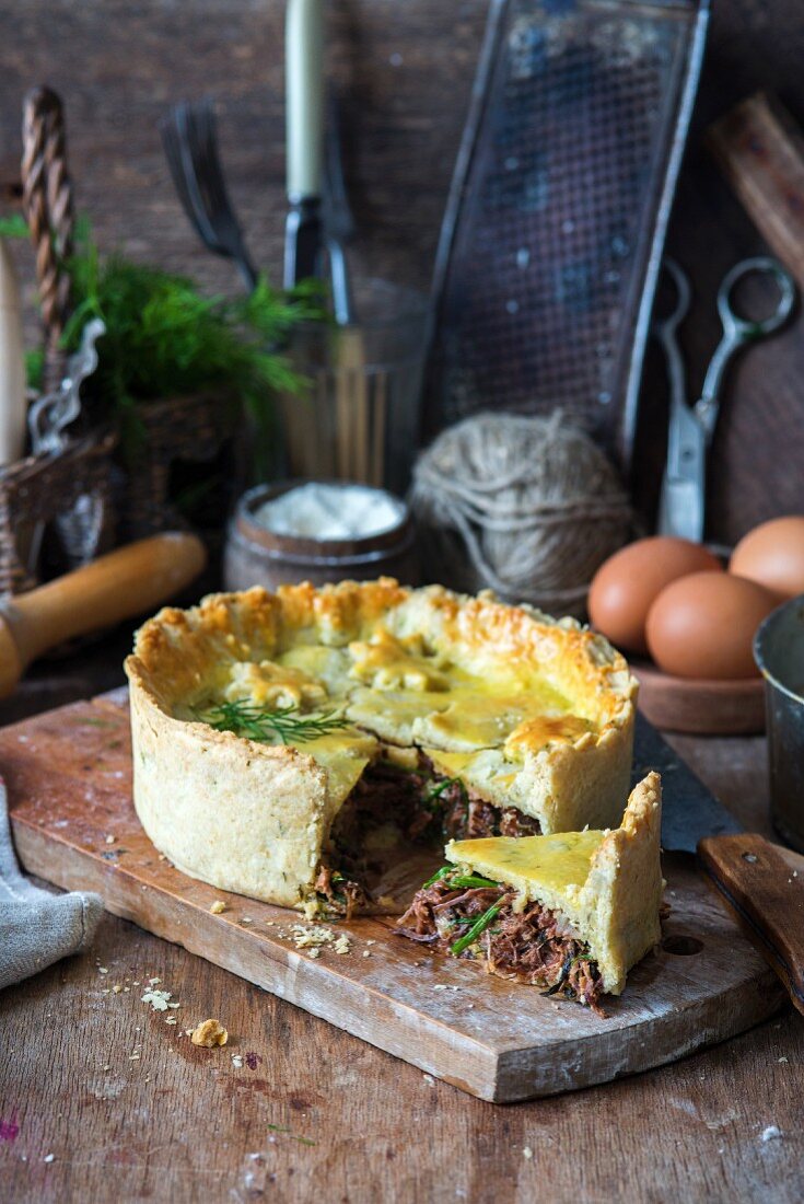 Shortcrust pastry with goose meat pie