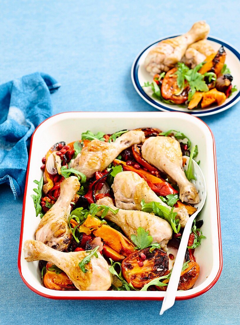 Drumsticks with mixed veggie salad