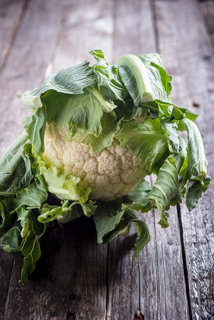 Cauliflower on a wooden background