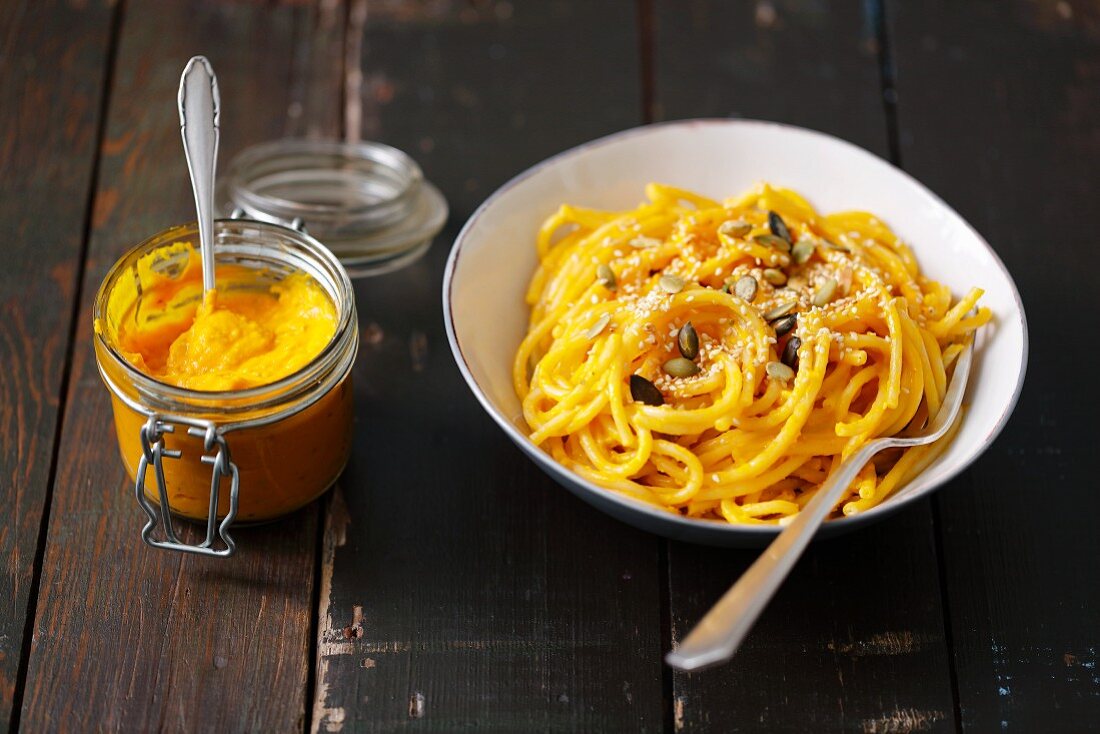 Pasta mit Kürbispesto