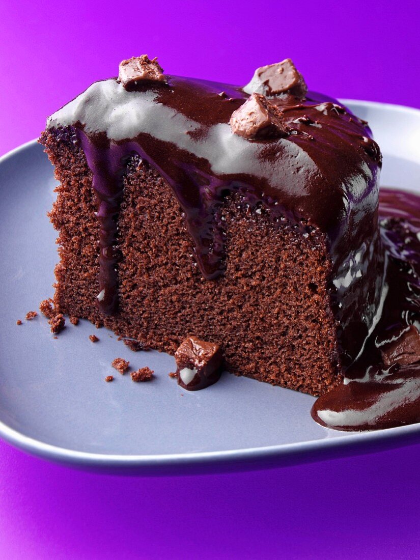 A slice of chocolate fudge cake