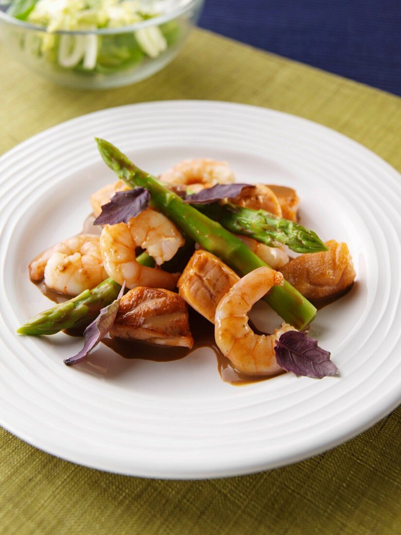 Thai salmon shrimp stir fry