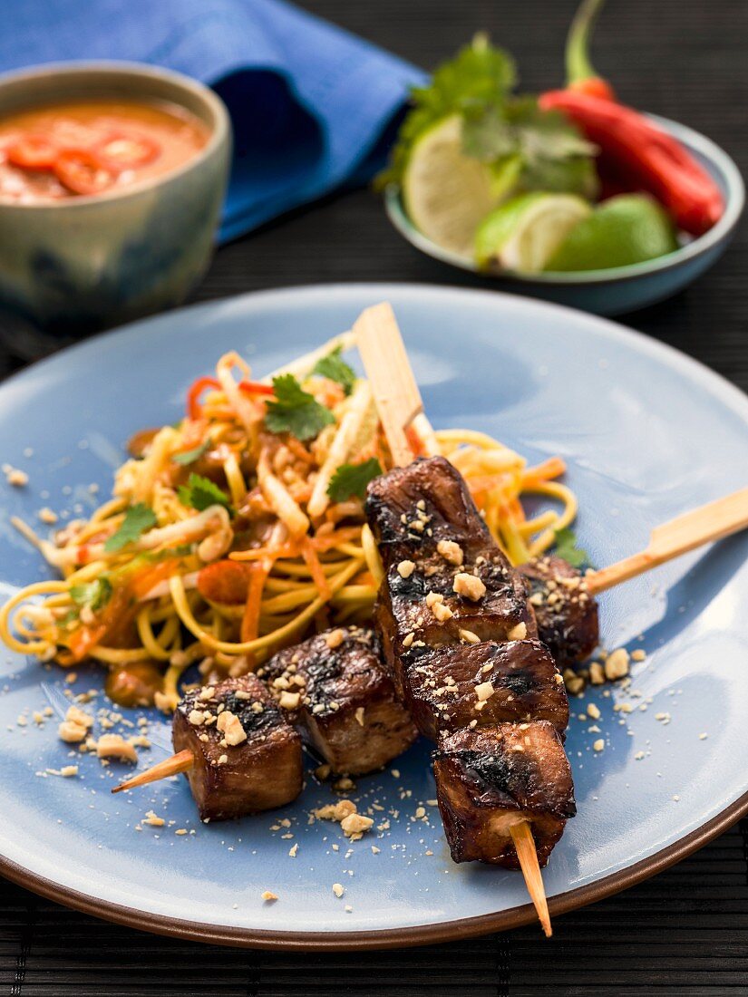 Ginger pork skewers