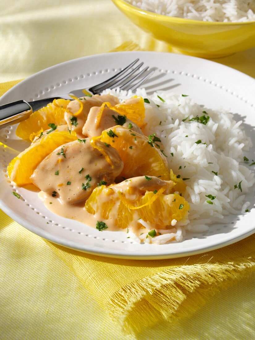 Chicken Fricassee and rice