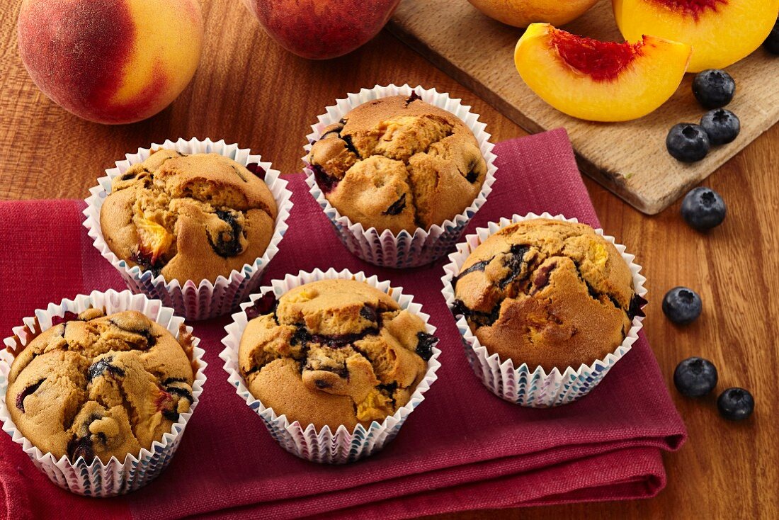 Peachy blueberry muffins