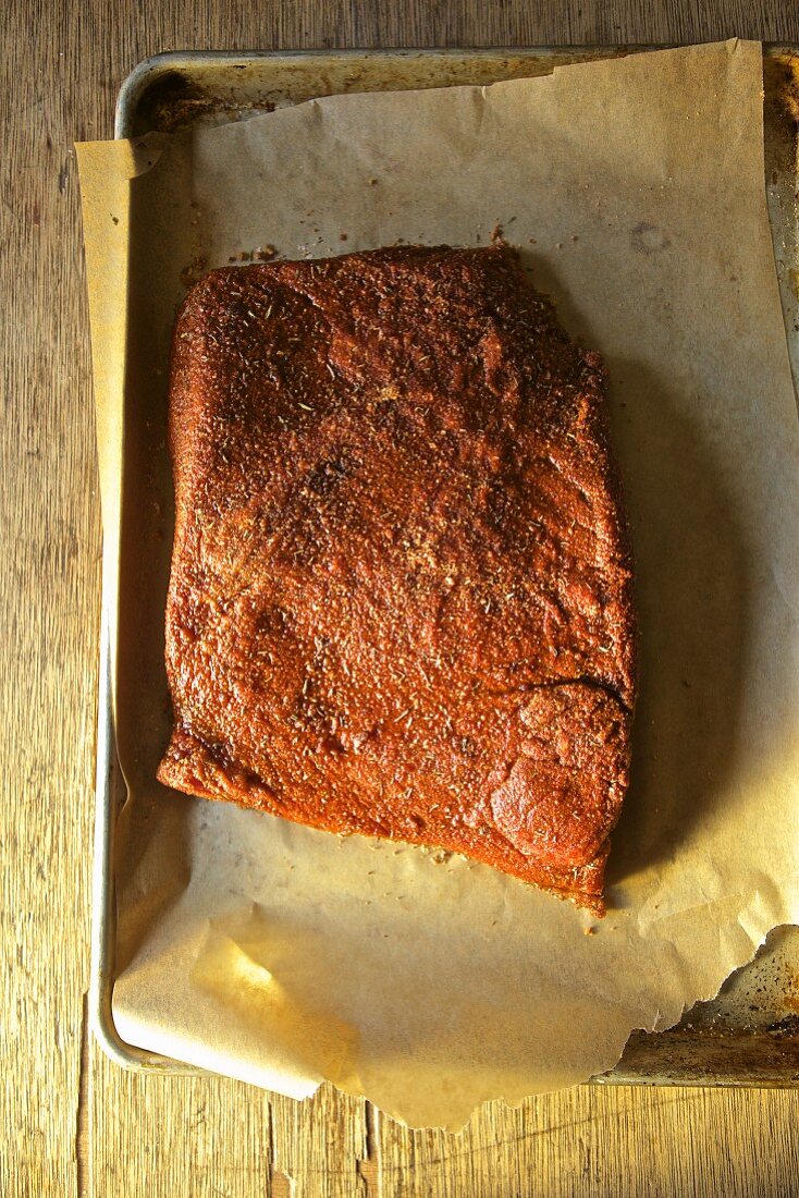 Brisket with rub, Texas, USA