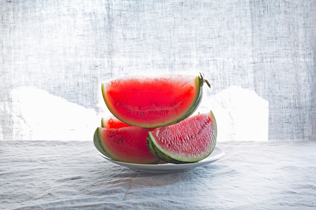 Wedges of watermelon on a plate