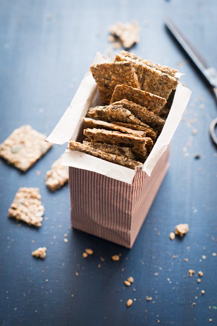 Crackers in an open box