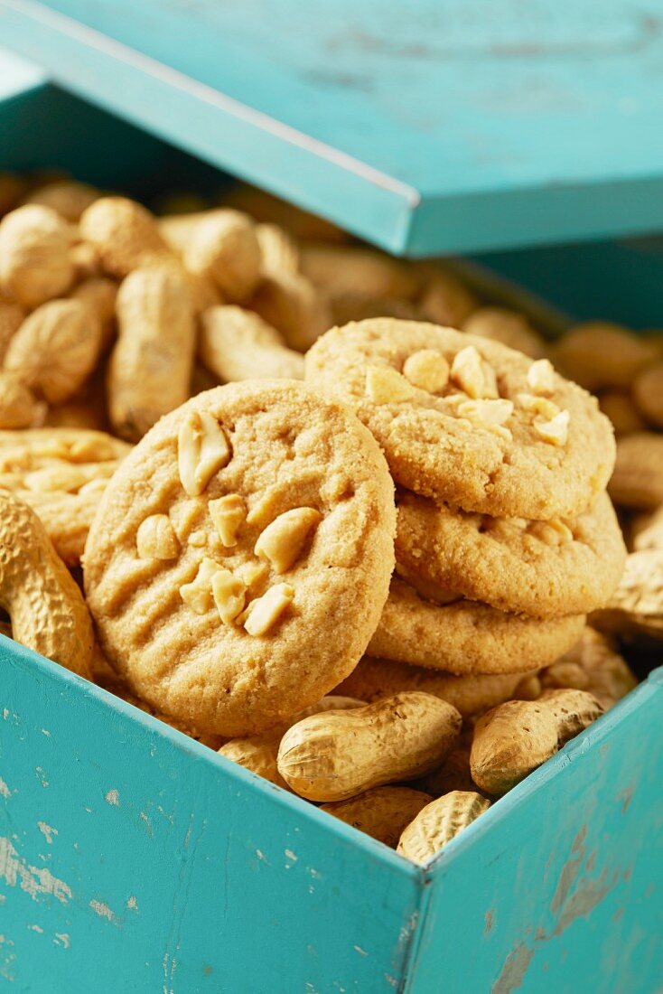 Homemade peanut butter cookies in a box