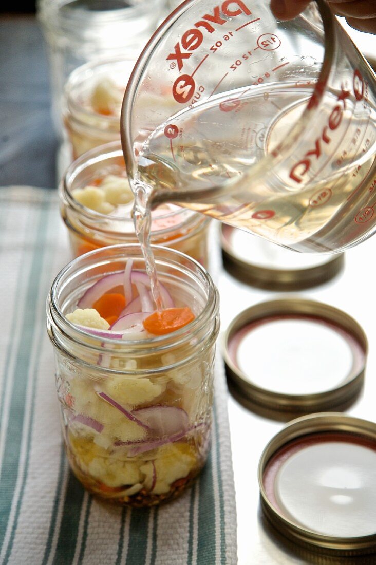 Vegetables in glass jars
