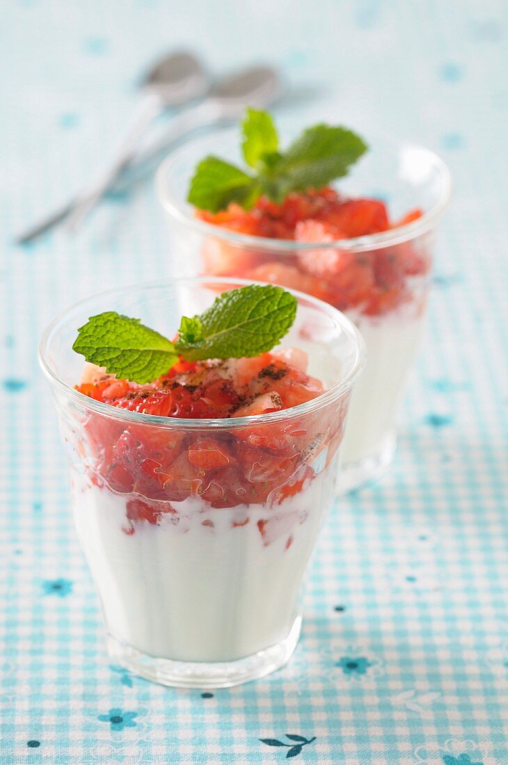 Panacotta with strawberries