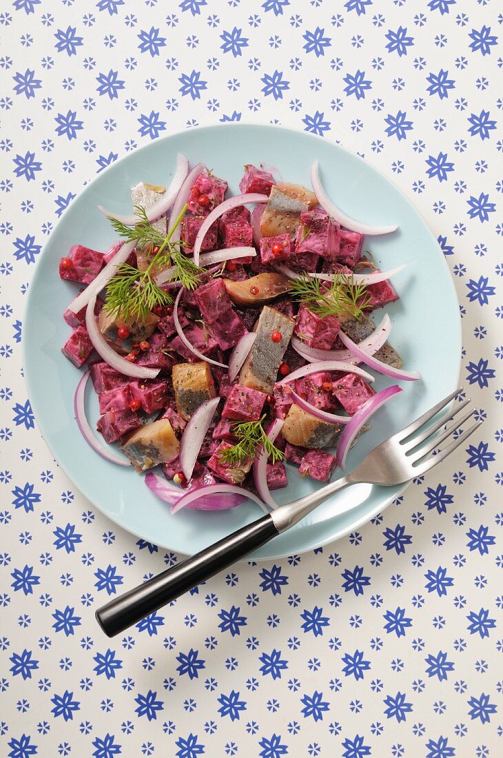 Herring salad with beetroot