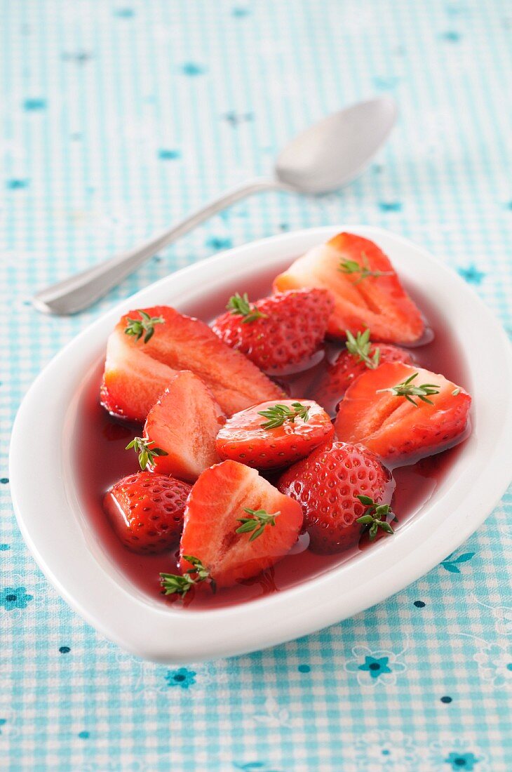 Strawberries in balsamic vinegar with thyme