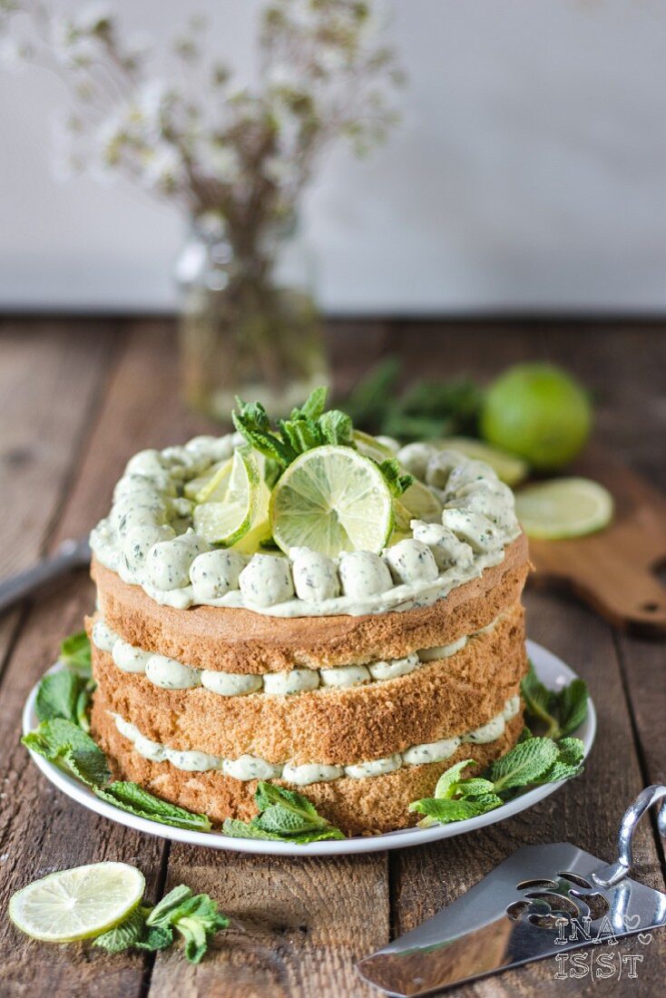 Lime cake with basil