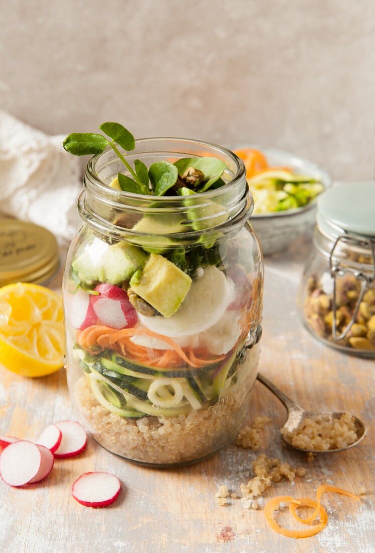 Healthy raw salad in a jar