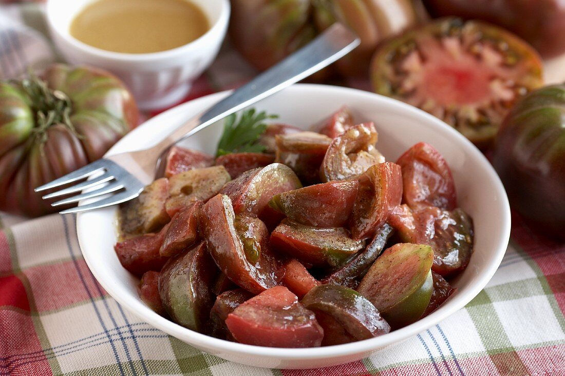 Heirloom tomato salad with a dressing